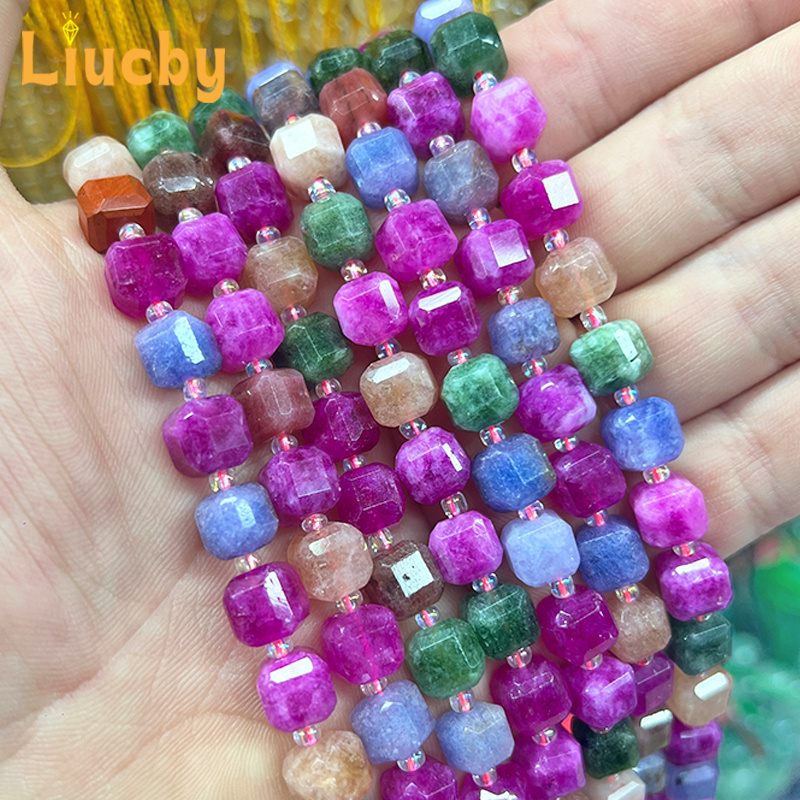Natural Stone Square Sugar Beads for DIY Chain Accessories